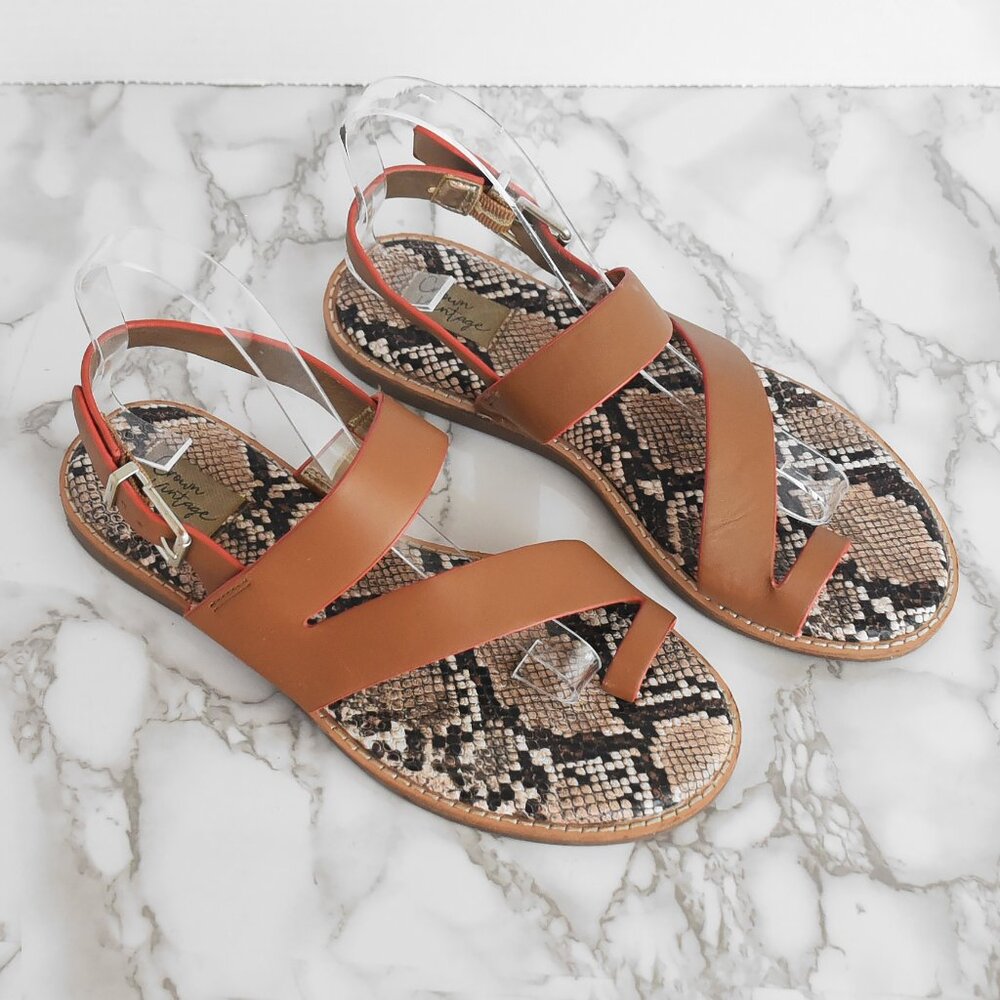 Crown Vintage Aaliyah Leather Sandal Brown Size 6.5 M